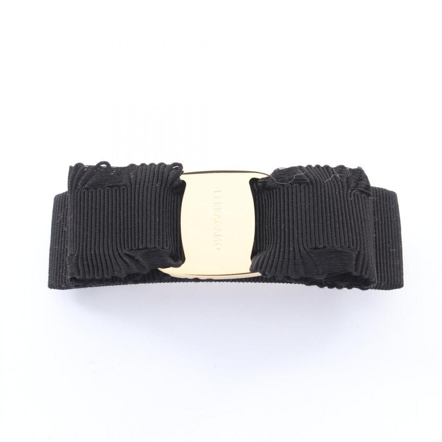 Salvatore Ferragamo リボンバレッタ 黒×ゴールド FERRAGAMO