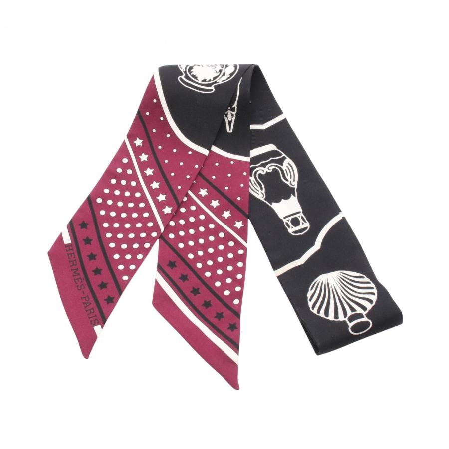 HERMES シルクスカーフ 黒/赤/白 HERMES（エルメス） ツイリー Les Flacons Bandana スカーフ 衣料品