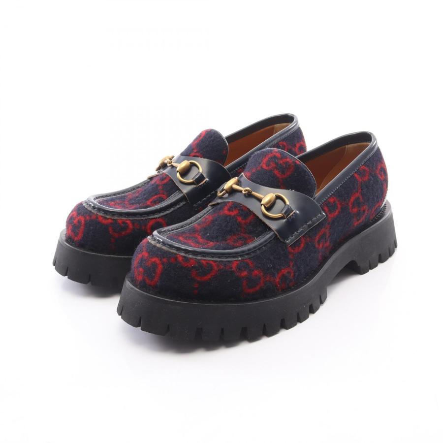 GUCCI（グッチ） ホースビット GG柄 ローファー 靴 ウール ネイビー系