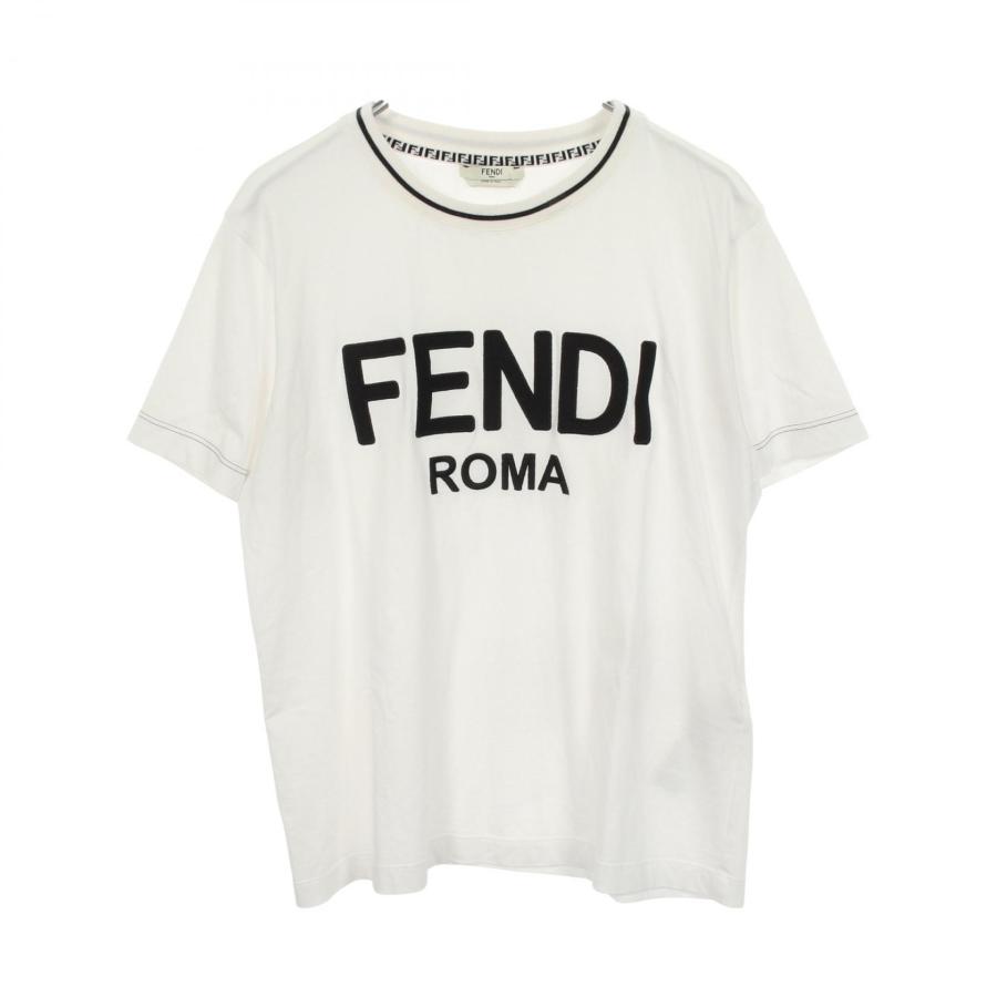 FENDI（フェンディ） ロゴ刺繍 クルーネック 半袖Tシャツ 衣料品