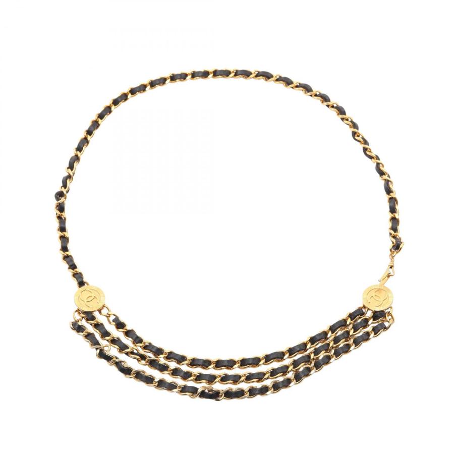 【レア】＊シャネル＊ココマーク＊チェーンベルト＊BLACK＊送料込み❣️ CHANEL（シャネル） ココマーク チェーン ベルト 衣料品 レザー