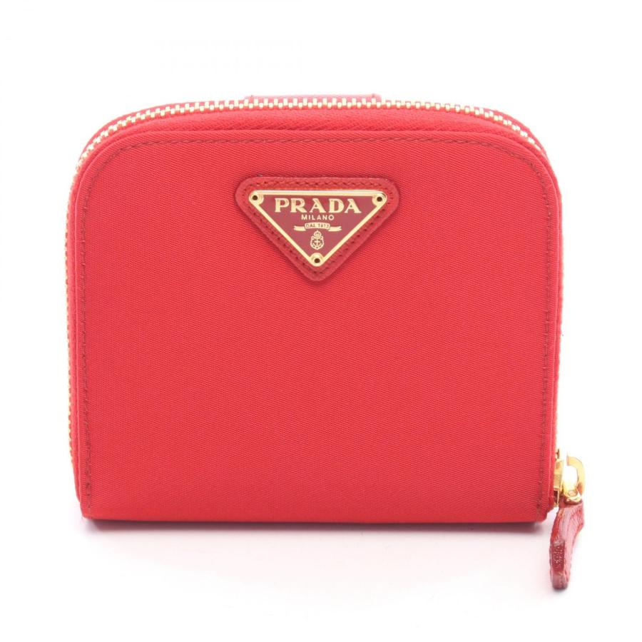PRADA プラダ 二つ折り財布 1ML018 PRADA（プラダ） 三角プレート 二つ折り財布 財布 ナイロン レッド系