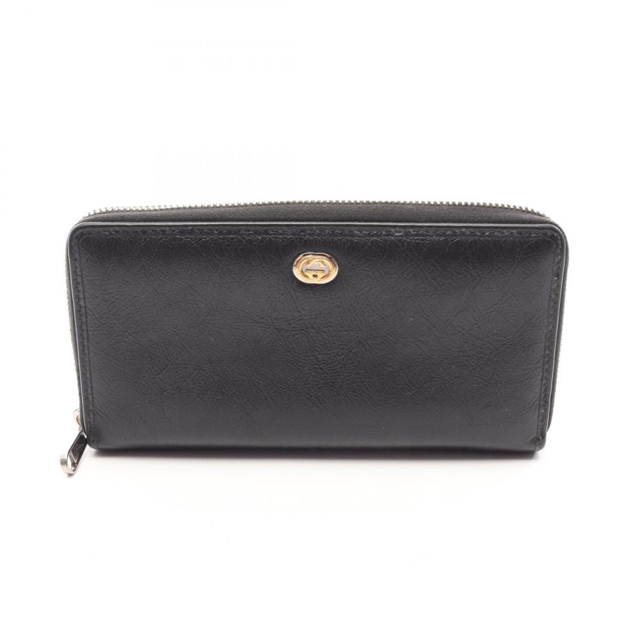 GUCCI（グッチ） ラウンド長財布 財布 レザー ブラック系 575988