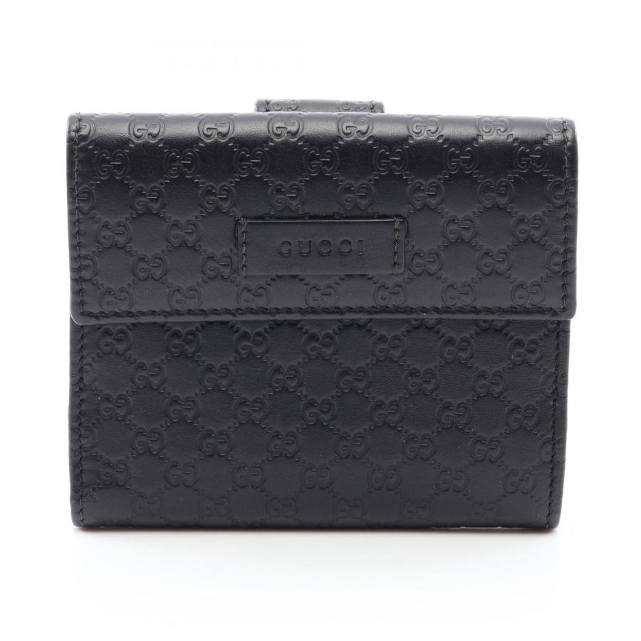 S*U様 グッチ　二つ折り財布 マイクロシマ GG柄 レザー 付属品完備　ブラッ GUCCI（グッチ） マイクログッチシマ 二つ折り財布 財布 レザー