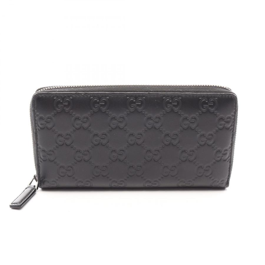 グッチ シマ 長財布 ラウンド レザー 黒 GUCCI（グッチ） グッチシマ ラウンド長財布 財布 レザー ブラック系