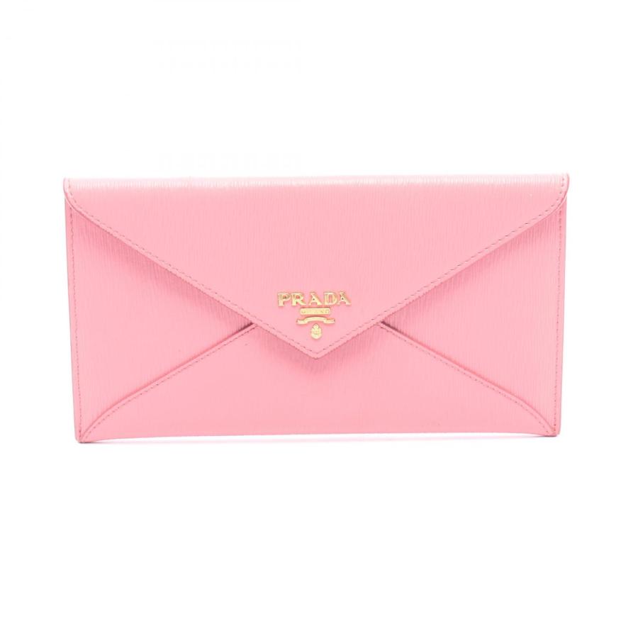 PRADA（プラダ） エンベロップ 二つ折り長財布 財布 レザー ピンク系