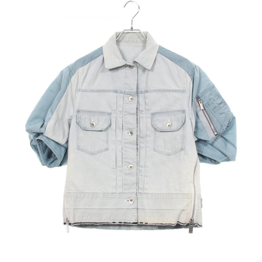 sacai（サカイ） 切替 パフスリーブ 半袖 デニムジャケット 衣料品