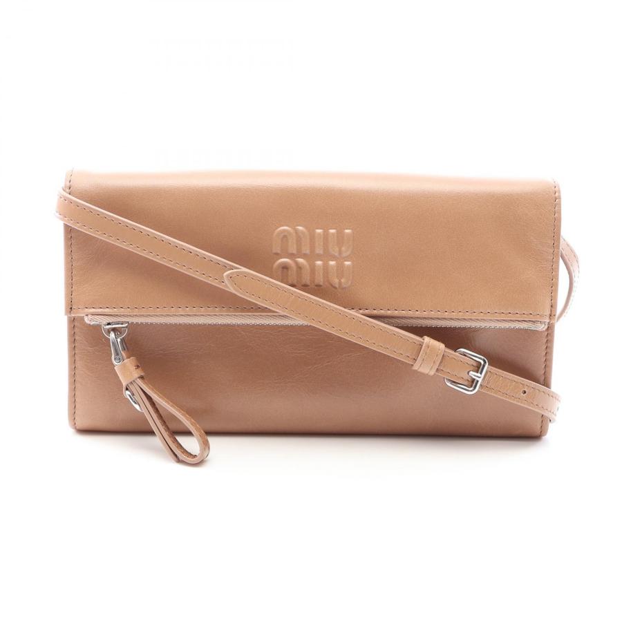 ミュウ Miu VITELLO SHINE ショルダーバッグ バッグ レザー ベージュ系