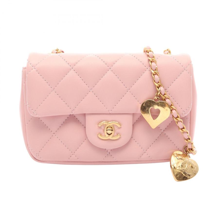 中古 ラムスキン chanel ピンク マトラッセ CHANEL ミニ マトラッセ