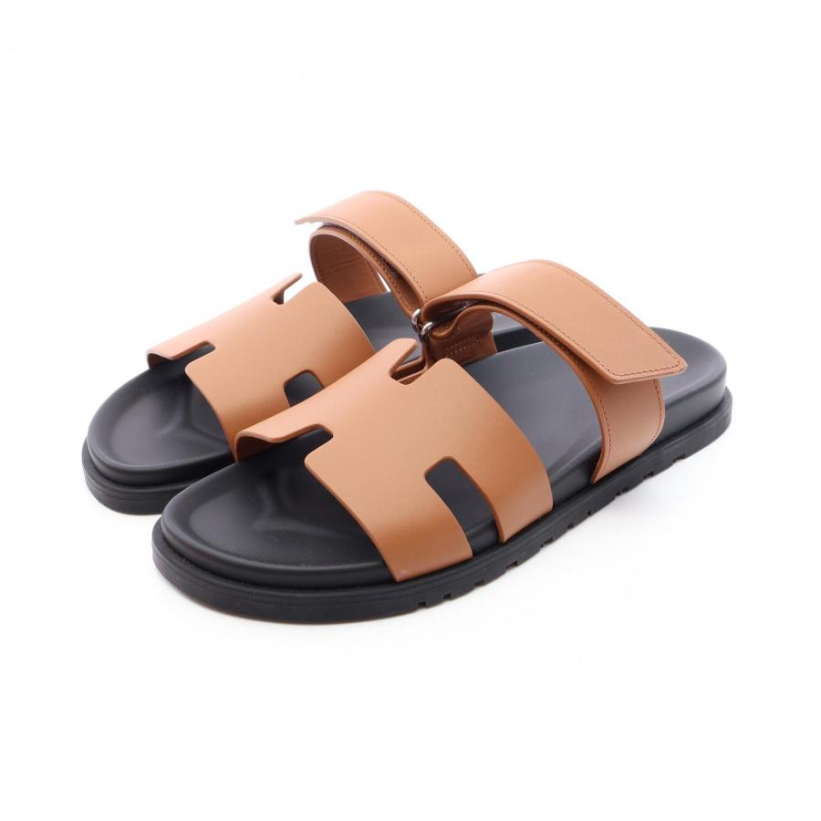 HERMES サンダル ブラック ジジレザー ゴールド金具38.5 HERMES（エルメス） シプレ ゴールド ブラック サンダル 靴 レザー