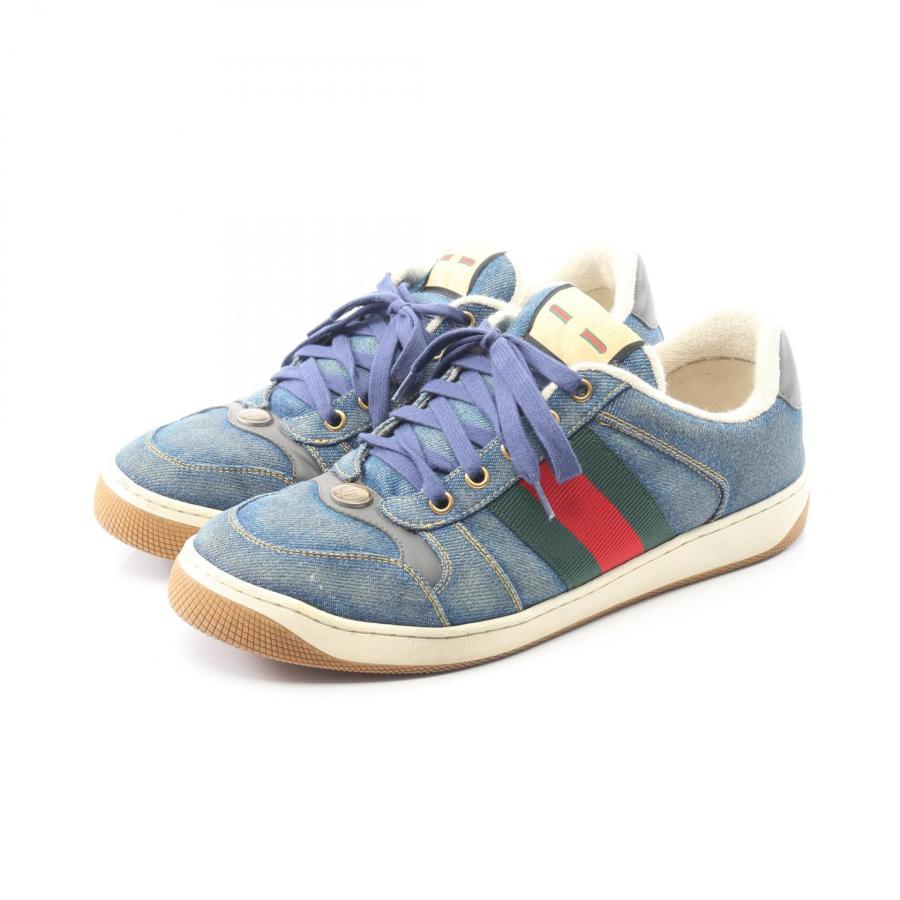 グッチ GUCCI スクリーナー スニーカー 靴 デニム レザー メンズ ネイビー系 / マルチカラー 771097 【中古】 GUCCI（グッチ） スクリーナー スニーカー 靴 デニム ネイビー系
