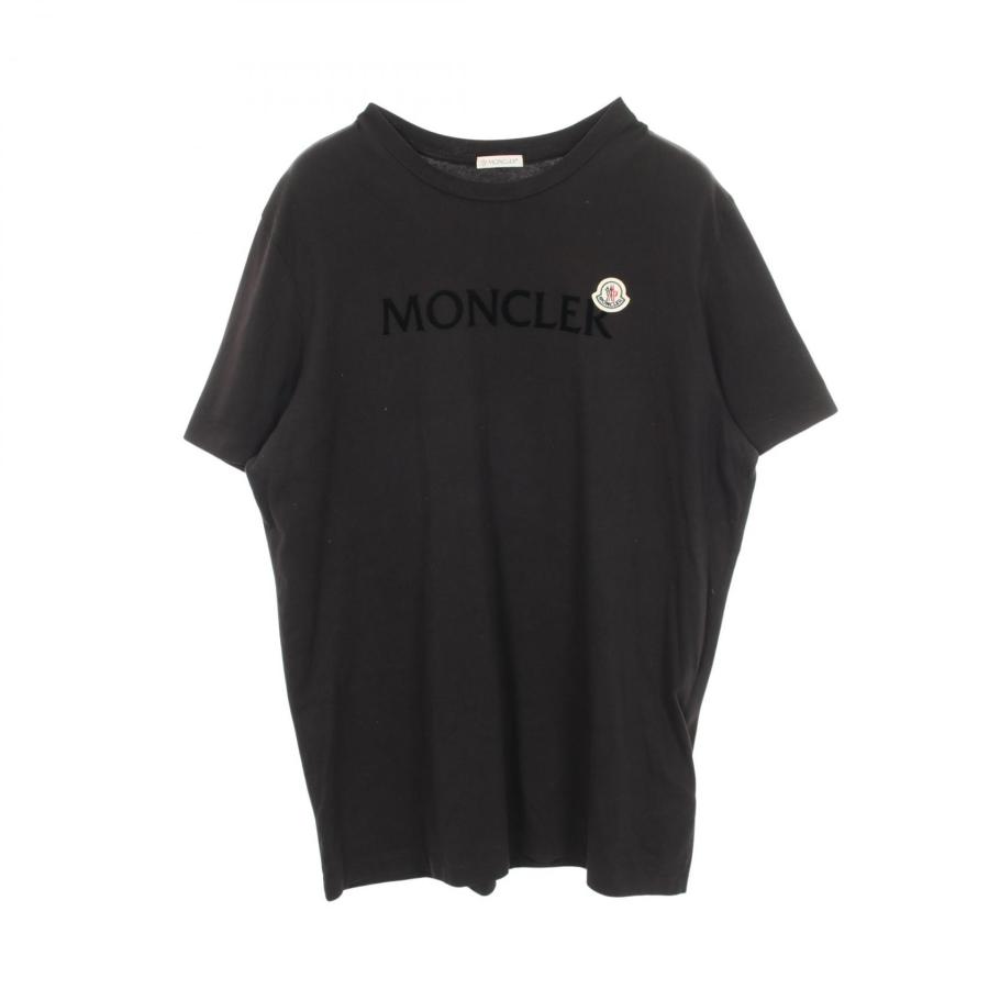 希少サイズ MONCLER ネックロゴ　半袖Tシャツ　ブラック　黒　2XLサイズ MONCLER（モンクレール） ロゴ クルーネック 半袖Tシャツ 衣料品