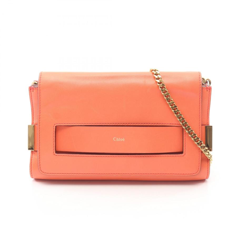 Chloé オレンジ レザー ショルダーバッグ Chloe（クロエ） Chloe ELLE エル ショルダーバッグ バッグ レザー