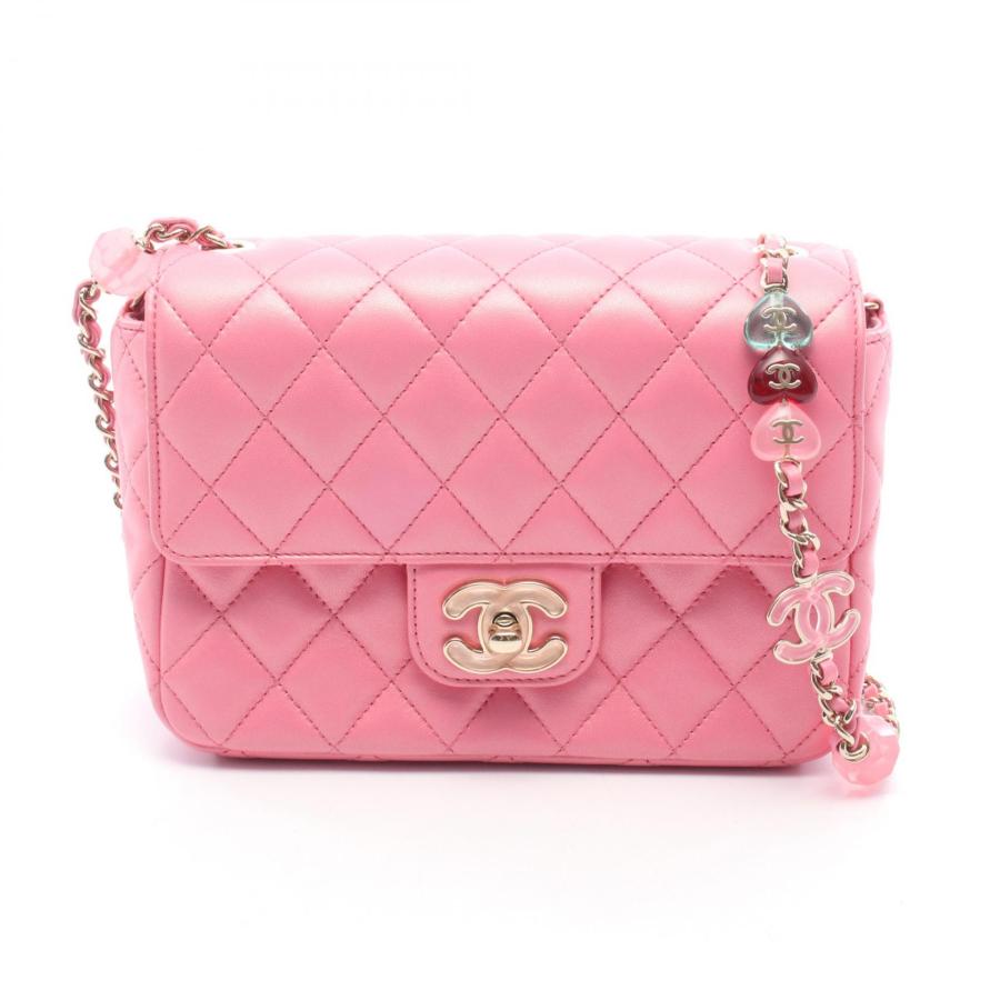 CHANEL ブリリアントマトラッセ ケース ピンク CHANEL（シャネル） マトラッセ ミニフラップバッグ ショルダーバッグ