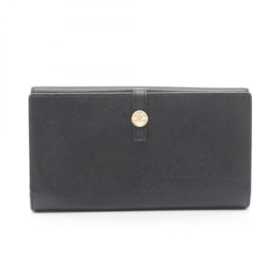 CHANEL シャネル 二つ折り長財布 ココボタン CHANEL（シャネル） ココボタン 二つ折り長財布 財布 レザー ブラック
