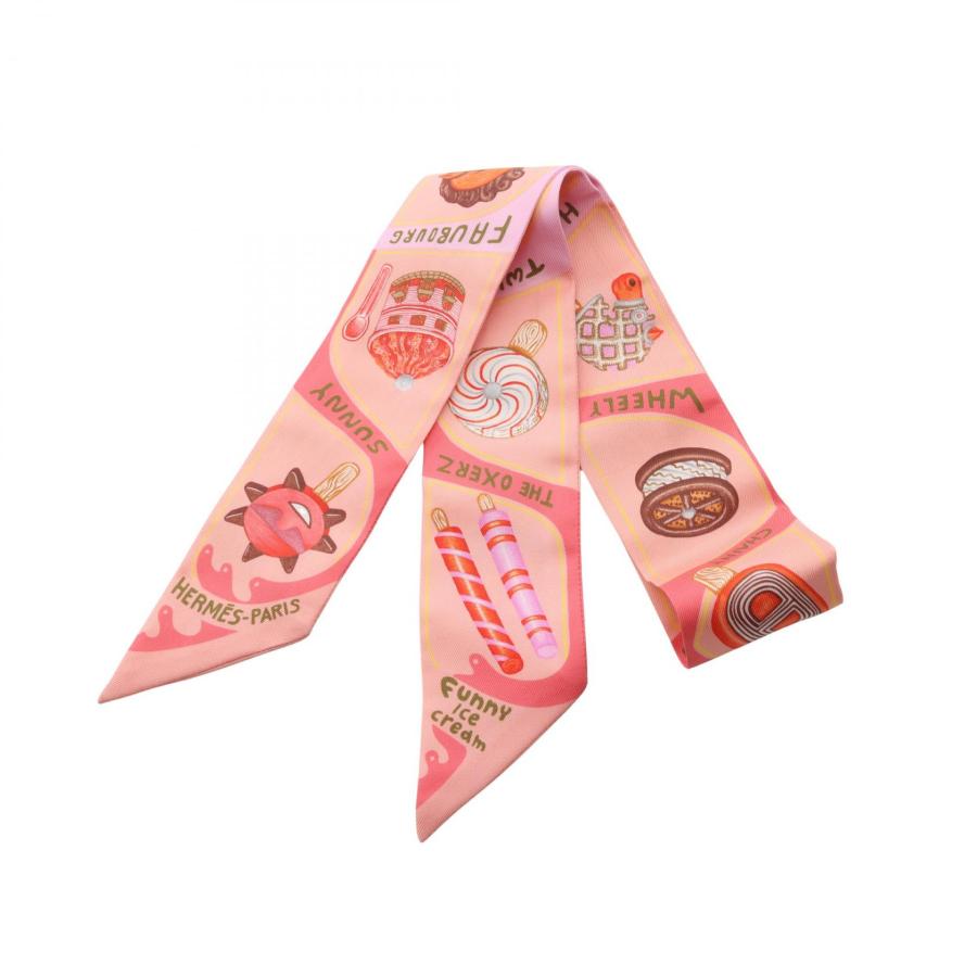 HERMES ツイリー2本セット【ピンク系】 HERMES（エルメス） ツイリー Funny Ice Cream リボン スカーフ 衣料品