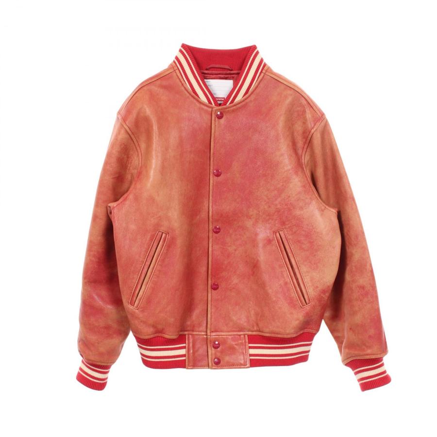 Supreme スタジャン レッド　Ｍサイズ Supreme（シュプリーム） Supreme PAINTED WORM LEATHER VARSITY
