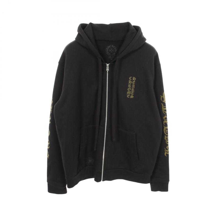 クロムハーツ CHROME HEARTS バーティカルロゴ パーカー 衣料品 トップス コットン メンズ ブラック系 【中古】 クロムハーツ CHROME HEARTS バーティカルロゴ パーカー 衣料品