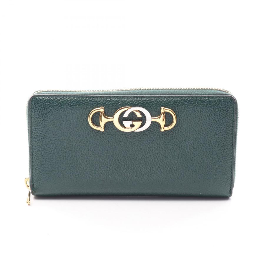 GUCCI（グッチ） ズゥミ ラウンド長財布 財布 レザー グリーン系 