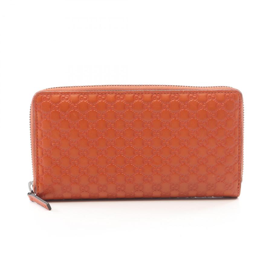 マイクログッチ　長財布　オレンジ　型押し　刻印 GUCCI（グッチ） マイクログッチシマ ラウンド長財布 財布 レザー