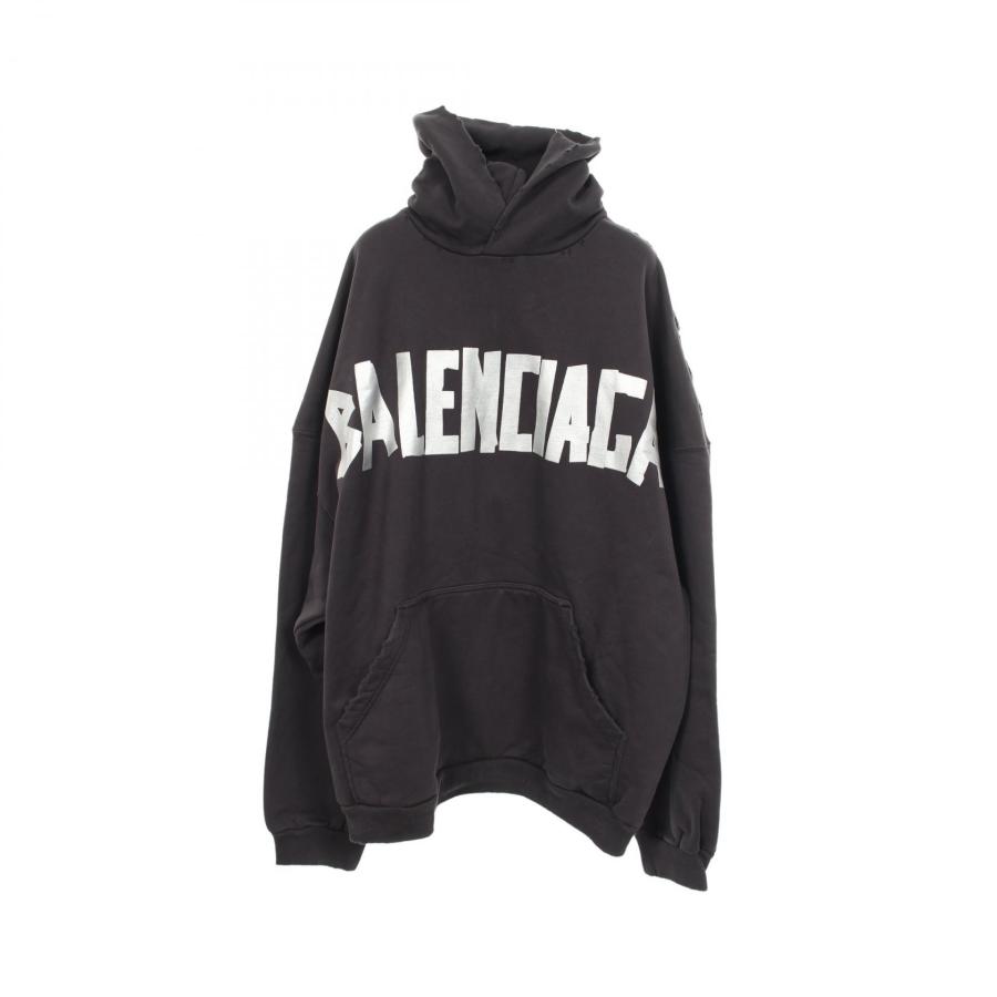 BALENCIAGA（バレンシアガ） ロゴプリント ダメージ加工 パーカー 衣料