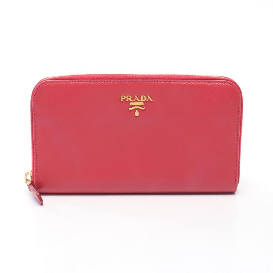 PRADA（プラダ） ラウンド長財布 財布 サフィアーノレザー レッド系
