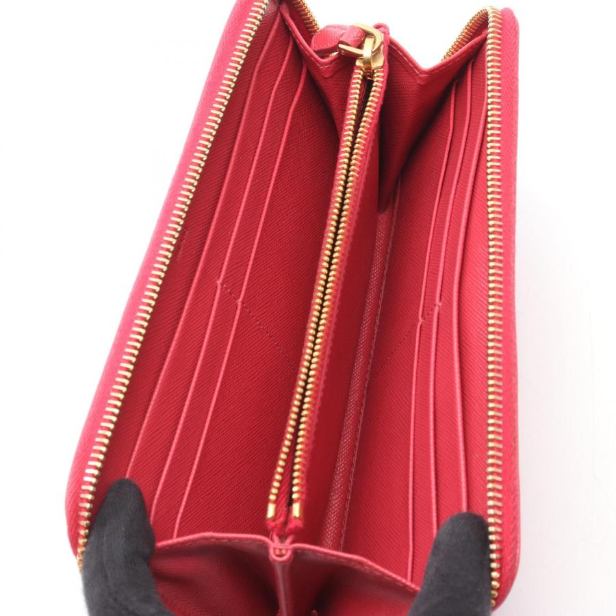 PRADA（プラダ） ラウンド長財布 財布 サフィアーノレザー レッド系