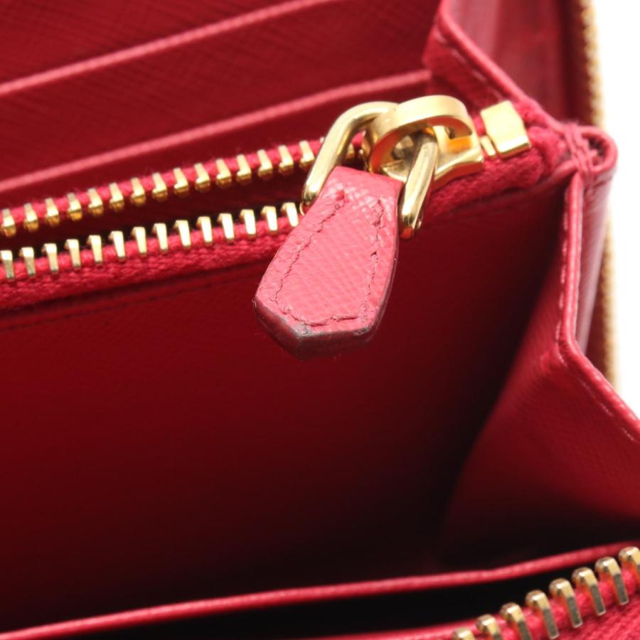 PRADA（プラダ） ラウンド長財布 財布 サフィアーノレザー レッド系