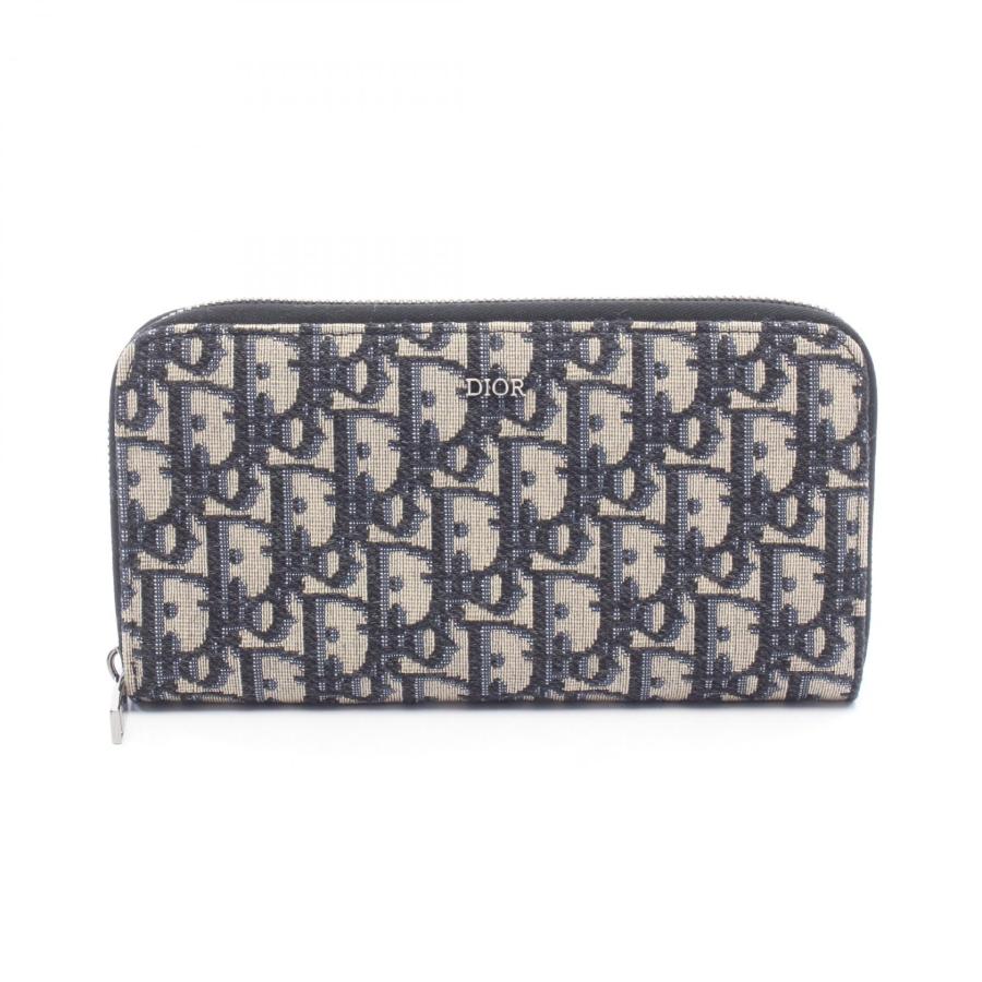 ディオール Dior オブリーク ラウンド長財布 財布 キャンバス ネイビー