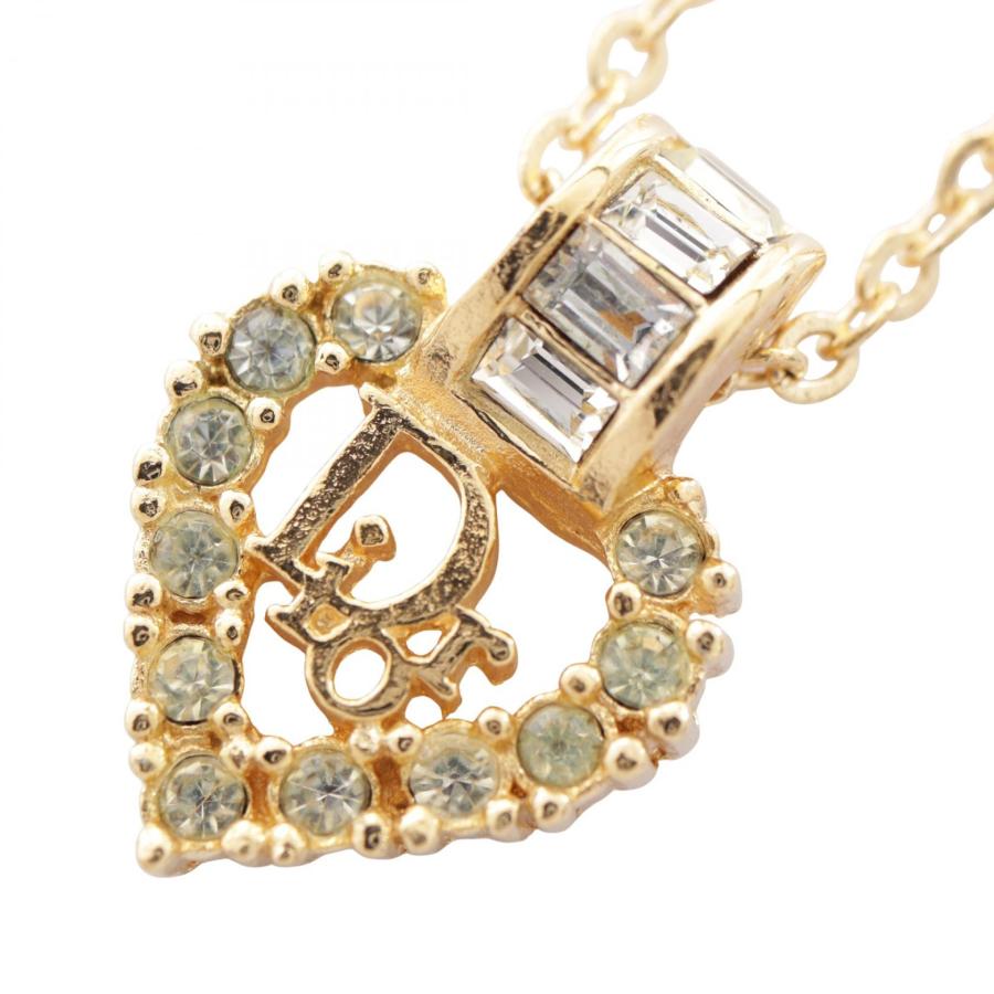 美品 Dior ネックレス ゴールド ハートロゴ プレート スネークチェーン ディオール Dior ハートロゴ ネックレス ジュエリー GP（ゴールド