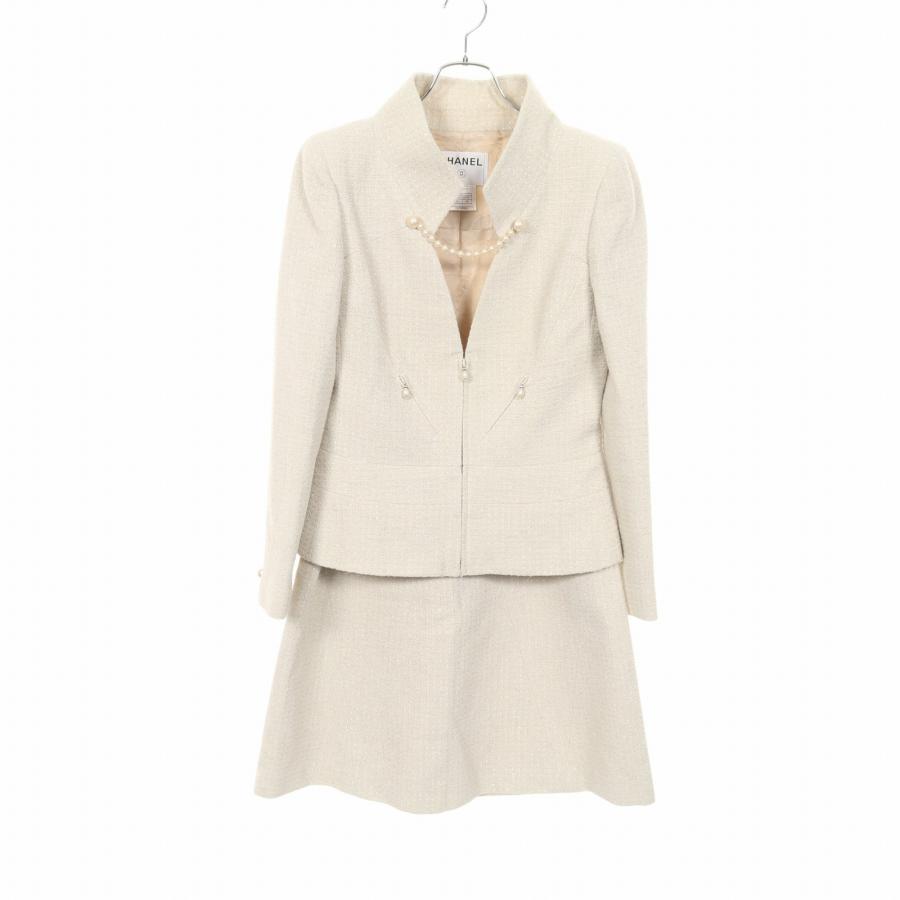 CHANEL ツイードセットアップ　パール釦　38 CHANEL（シャネル） ツイード パール セットアップ 衣料品 ウール