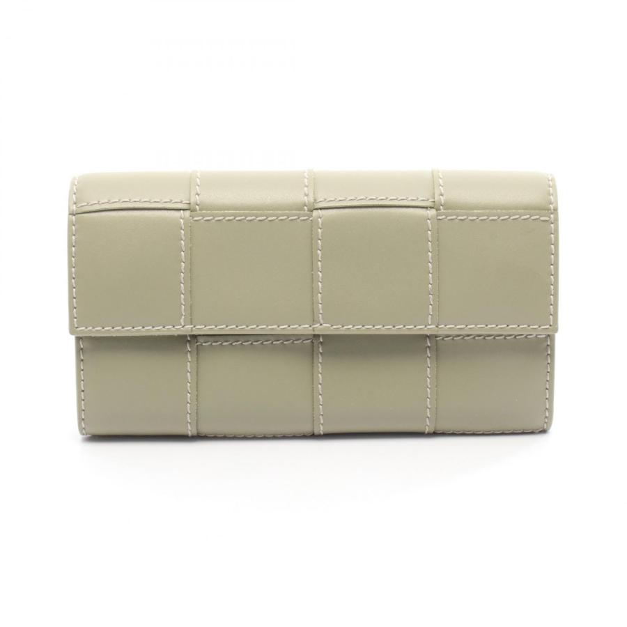ボッテガヴェネタ BOTTEGA VENETA ステッチカセット イントレチャート 二つ折り長財布 財布 レザー レディース グリーン系 【中古】 ボッテガヴェネタ BOTTEGA VENETA ステッチカセット イントレチャート