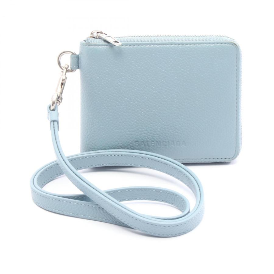 バレンシアガ BALENCIAGA エッセンシャル スモールウォレット ラウンド財布 財布 レザー レディース ブルー系 【中古】 BALENCIAGA（バレンシアガ） エッセンシャル スモールウォレット