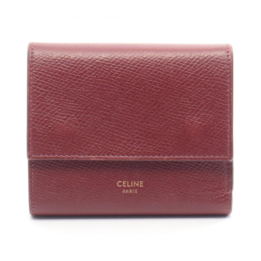 セリーヌ CELINE スモール トリフォールドウォレット 三つ折り財布 財布 レザー レディース ボルドー系 10B573BEL 【中古】 CELINE（セリーヌ） スモール トリフォールドウォレット 三つ折り財布