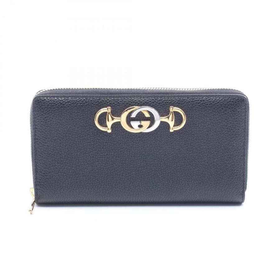GUCCI（グッチ） ズゥミ ラウンド長財布 財布 レザー ブラック系 