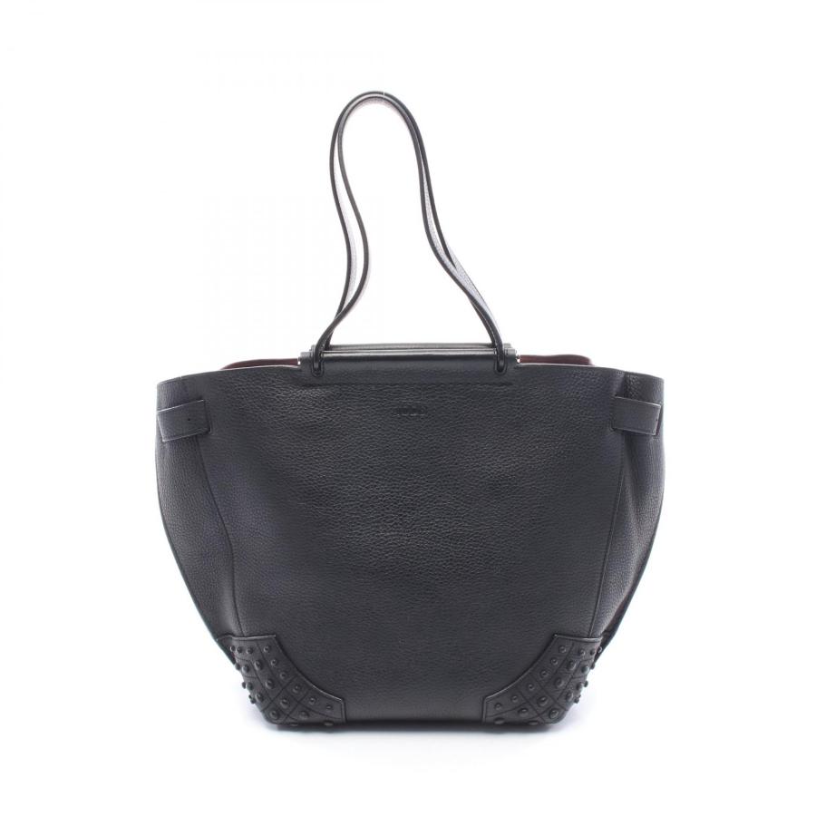 トッズ TOD'S ウェーブ トートバッグ バッグ レザー ブラック系 【中古