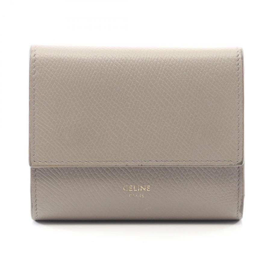 美品✨ セリーヌ スモールトリフォールドウォレット 三つ折り ベージュ レザー CELINE（セリーヌ） スモール トリフォールドウォレット 三つ折り財布