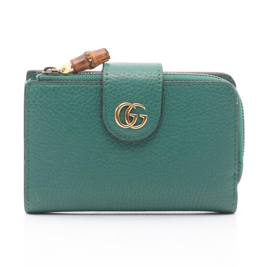 GUCCI 二つ折り財布 バンブー グリーン GUCCI（グッチ） バンブー ダブルG ミディアム ウォレット 二つ折り