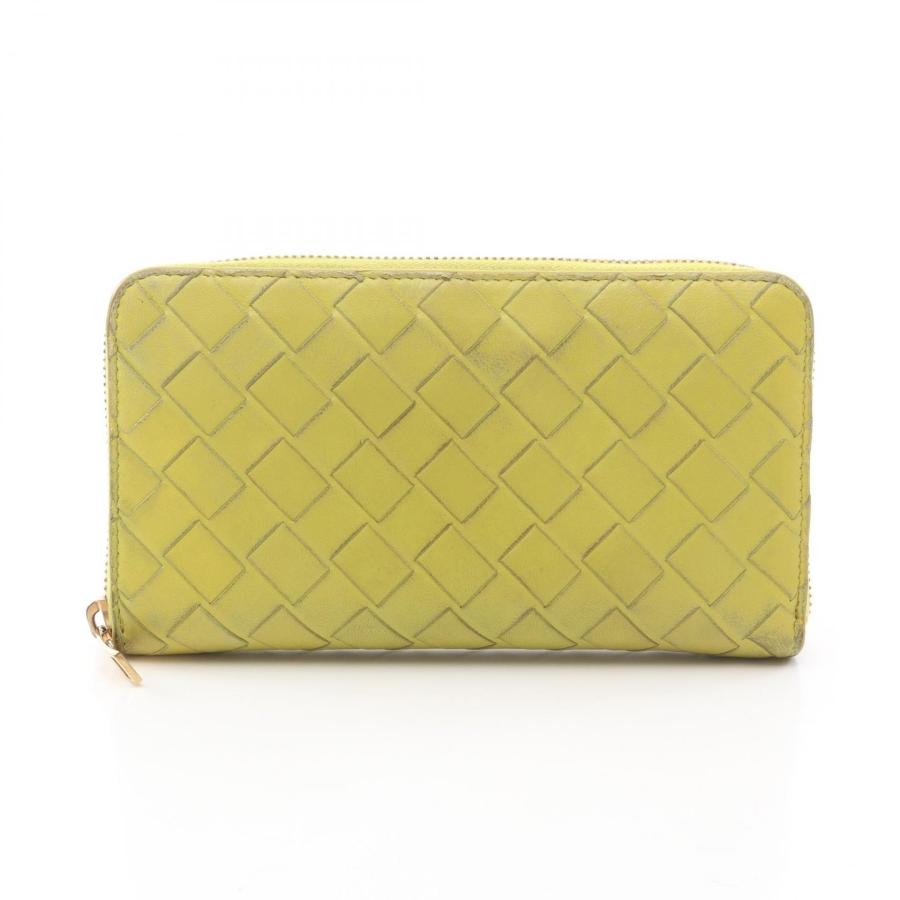 ボッテガヴェネタ BOTTEGA VENETA イントレチャート ラウンド長財布 財布 レザー メンズ レディース グリーン系 【中古】 ボッテガヴェネタ BOTTEGA VENETA イントレチャート ラウンド長財布