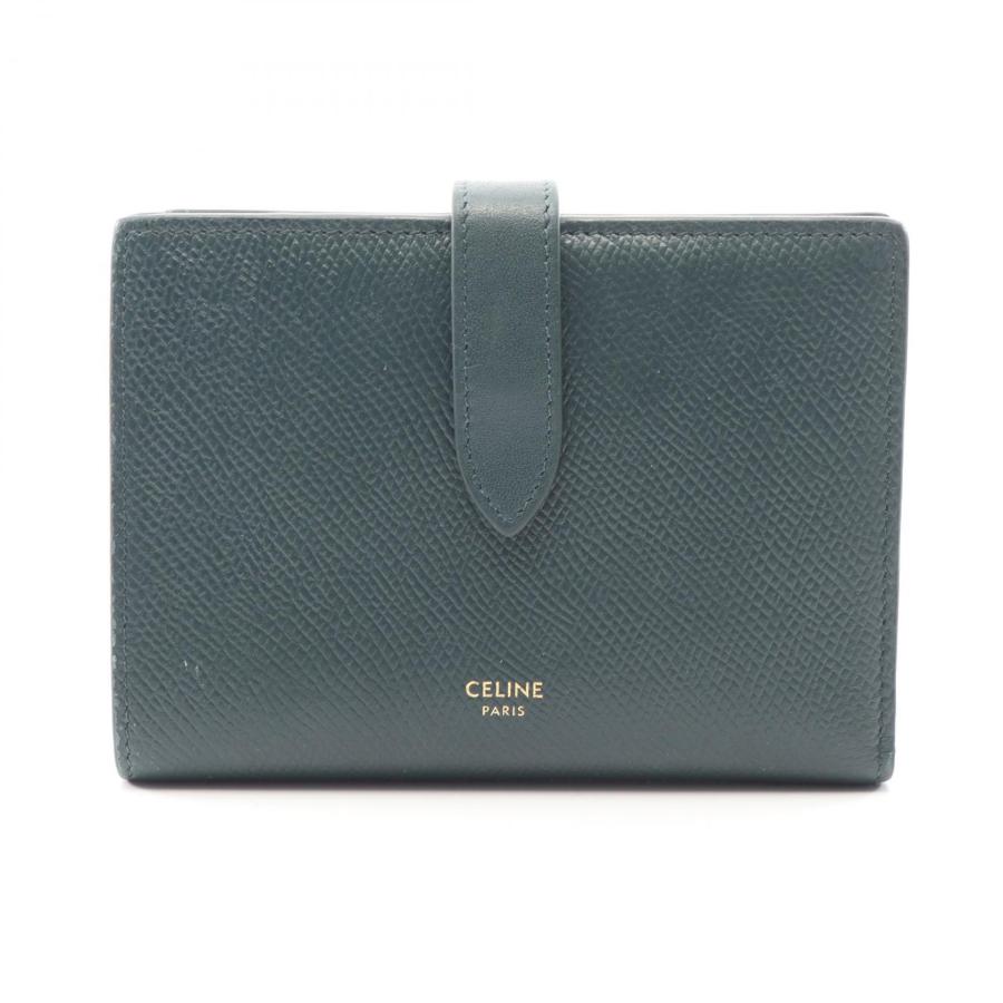 CELINE セリーヌ ミディアムストラップウォレット 2つ折り財布グリーン