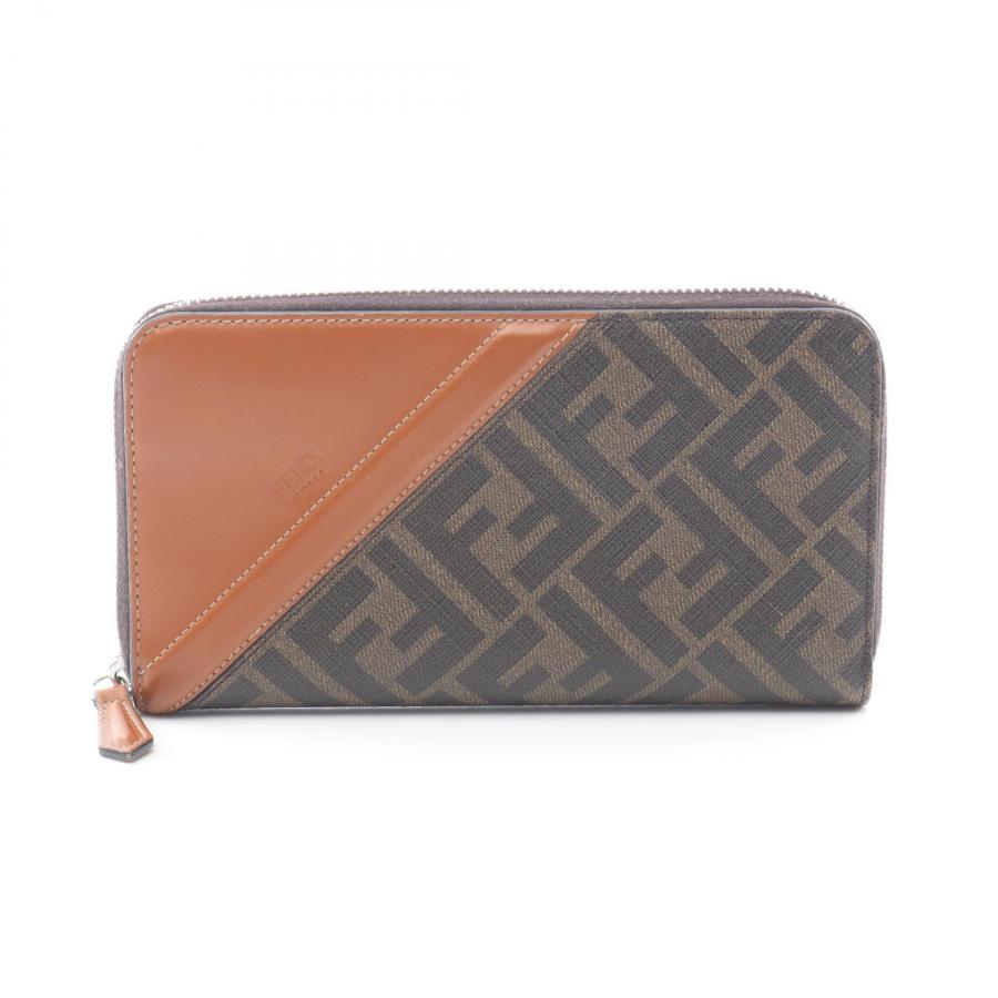 FENDI（フェンディ） ズッカ ラウンド長財布 財布 レザー ブラウン系
