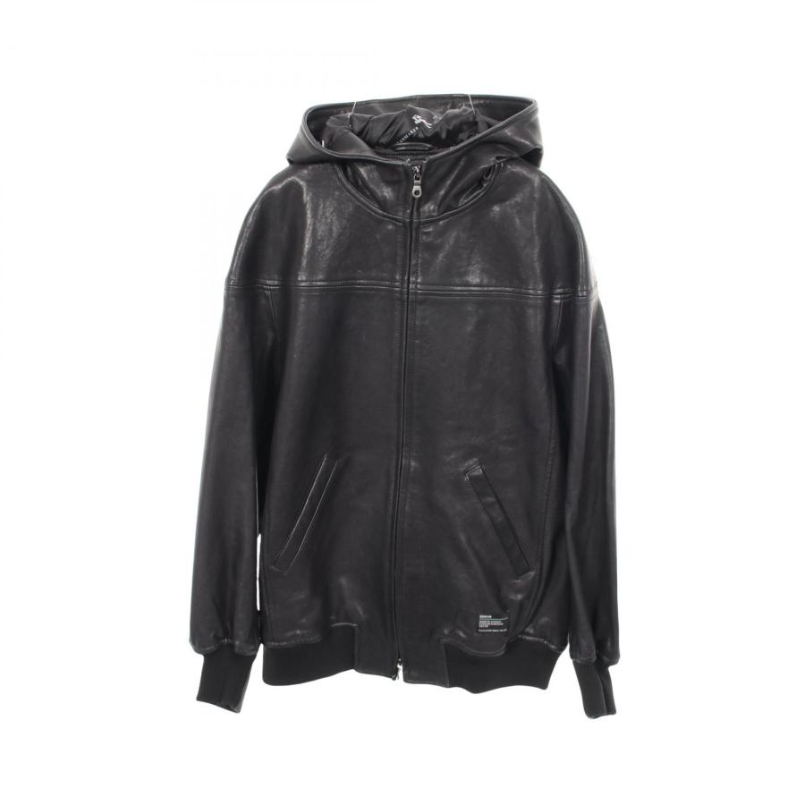 デンハム DENHAM LEATHER HOODY フード付き パンチング切替 革ジャン