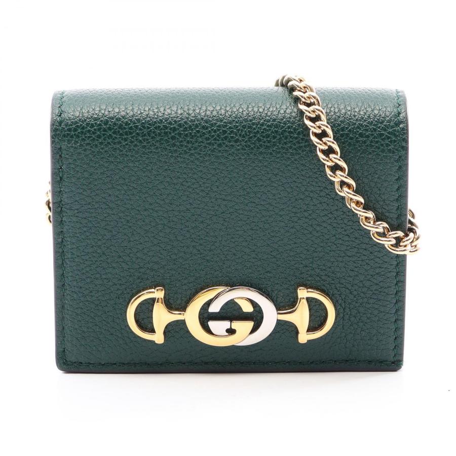 GUCCI（グッチ） ズゥミ 二つ折り財布 財布 レザー グリーン系 570660