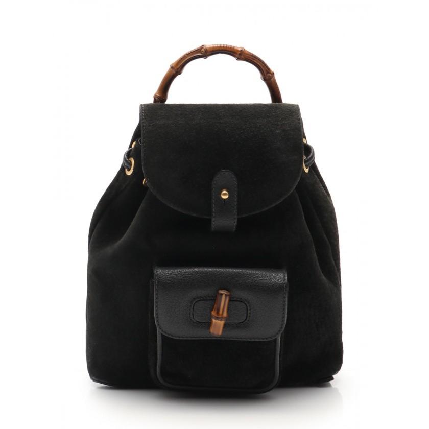 高質 グッチ GUCCI バンブー バックパック リュック スエード レザー 黒 003 2058 0030 レディース, Candy 70b876ff