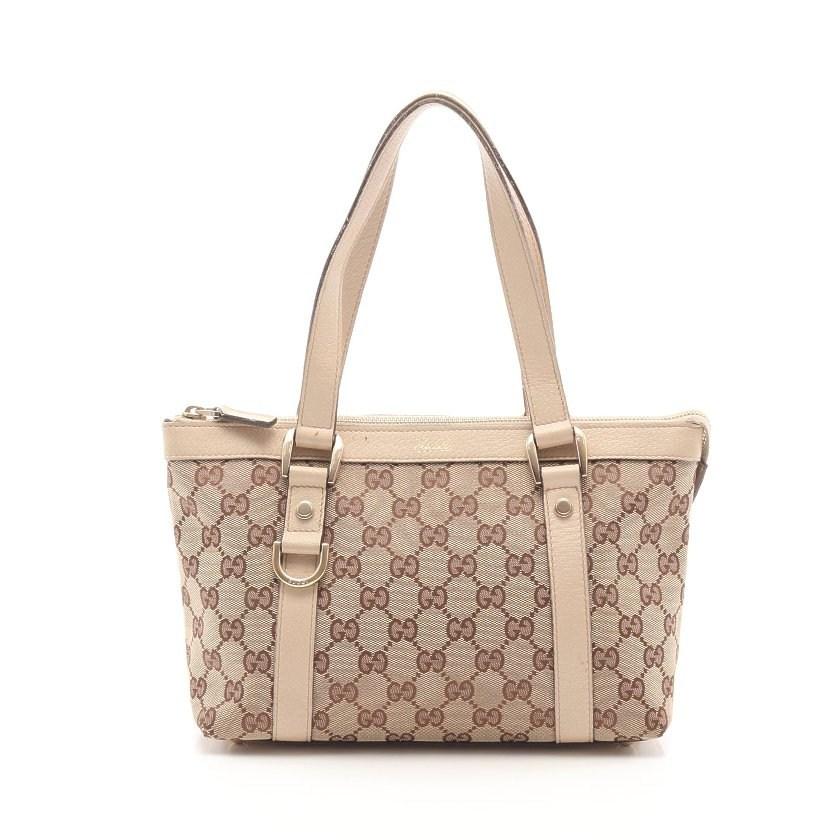 新規購入 グッチ Gucci Ggキャンバス トートバッグ キャンバス レザー ベージュ アイボリー レディース 中古 最新モデルが入荷 Etechnologies Shop
