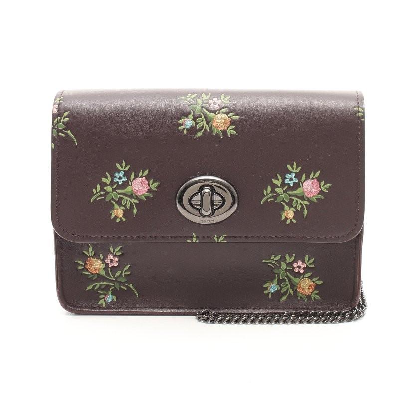 日本公式品 コーチ Coach バワリー チェーンショルダーバッグ 花柄 レザー ダークブラウン マルチカラー ターンロック グリッター 22553 レディース 中古 送料無料 Www Skylanceronline Com
