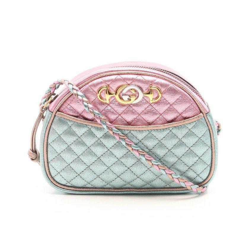 人気ブランド 送料無料 正規品 グッチ ショルダーバッグ グッチ Gucci ズゥミ ショルダーバッグ レザー ピンク ターコイズブルー レディース 中古 バッグ Www Reinnec Cl