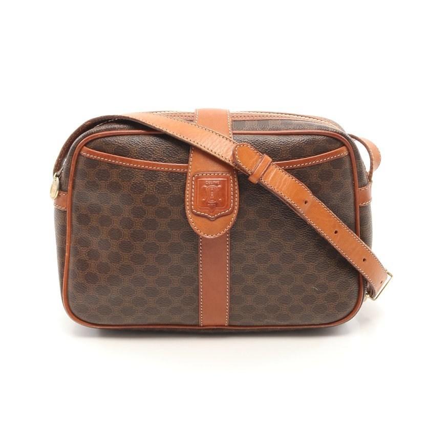 21超人気 セリーヌ Celine マカダム ショルダーバッグ Pvc レザー ダークブラウン ブラウン レディース 中古 正規店仕入れの Aplaluminum Com