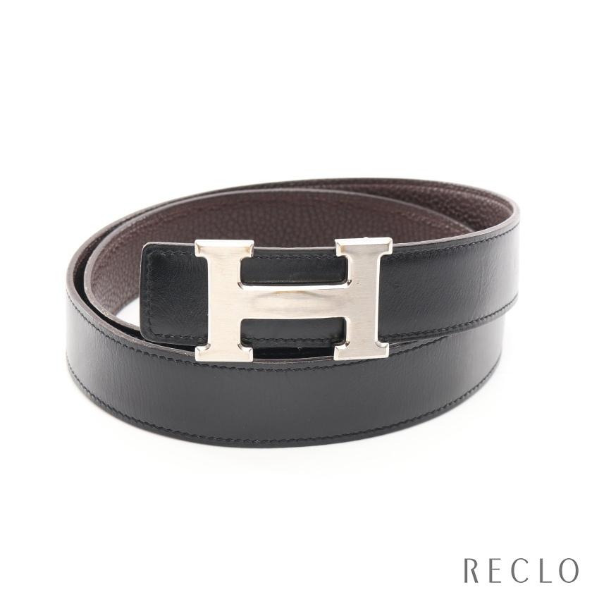 人気が高い エルメス ベルト エルメス 正規品 送料無料 Hermes 中古 メンズ リバーシブル O刻印 シルバー金具 ダークブラウン ブラック トゴ ボックスカーフ ベルト Hベルト コンスタンス 財布 帽子 ファッション小物 Affaires Sociales Gouv Cg