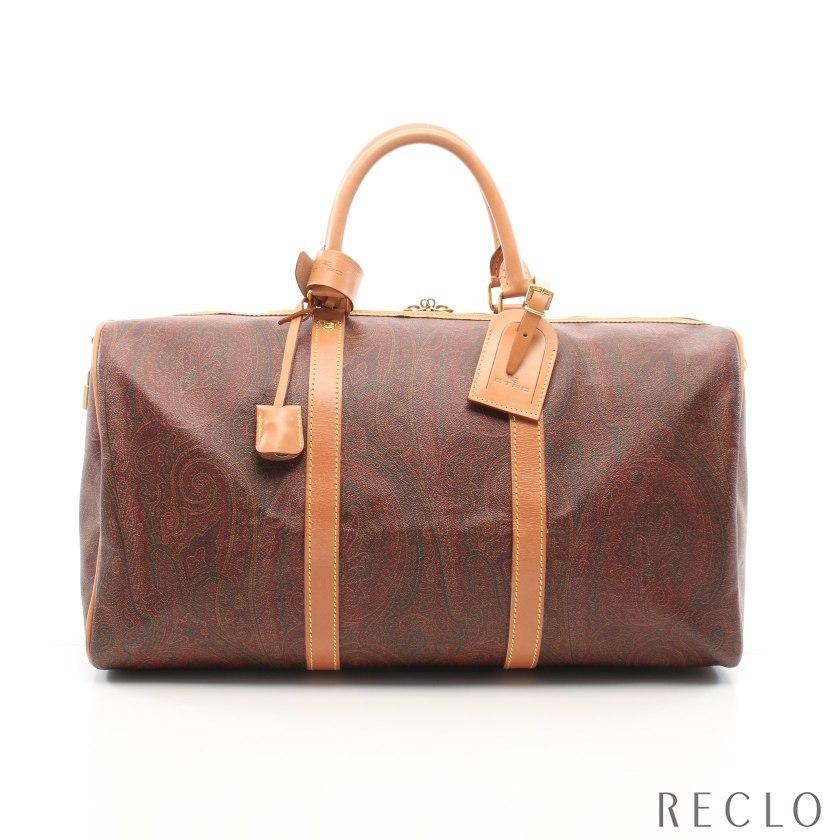 人気ブランド新作豊富 送料無料 中古 レディース マルチカラー ブラウン レザー Pvc ペイズリー柄 ボストンバッグ Etro エトロ ボストンバッグ エトロ 正規品 バッグ Savannah Osc Com